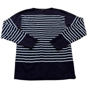 Armor Lux Striped Breton Navy Light Blue Long Sleeve Cotton Shirt Size L